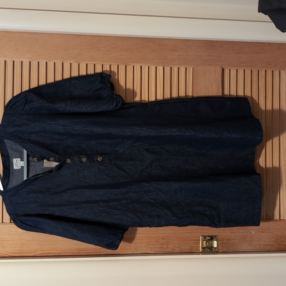 NWT J Crew Puff Sleeve Denim Popover Dress Size XL
